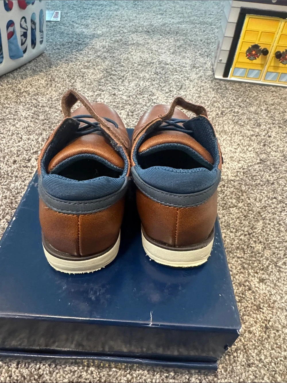 Dr. Scholl's Boys Brown Dress Shoes with Navy Trim